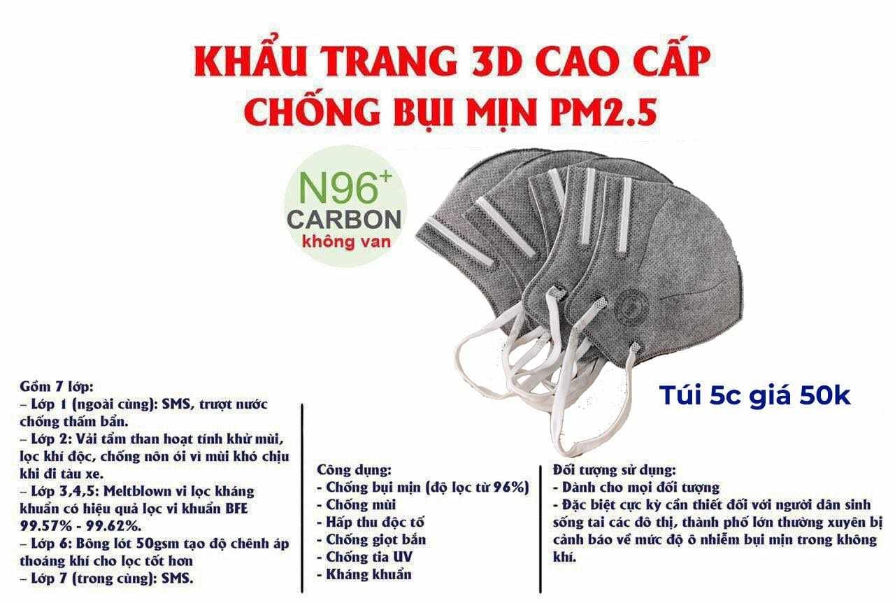 Khẩu Trang 3D Cao Cấp Chống Bụi Mịn PM 2.5